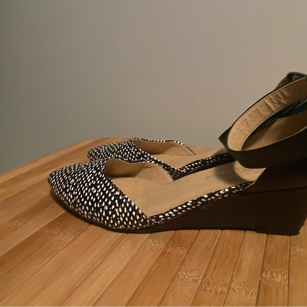 CL by Laundry Black and White Wedge Shoes with Polka Dot Pattern